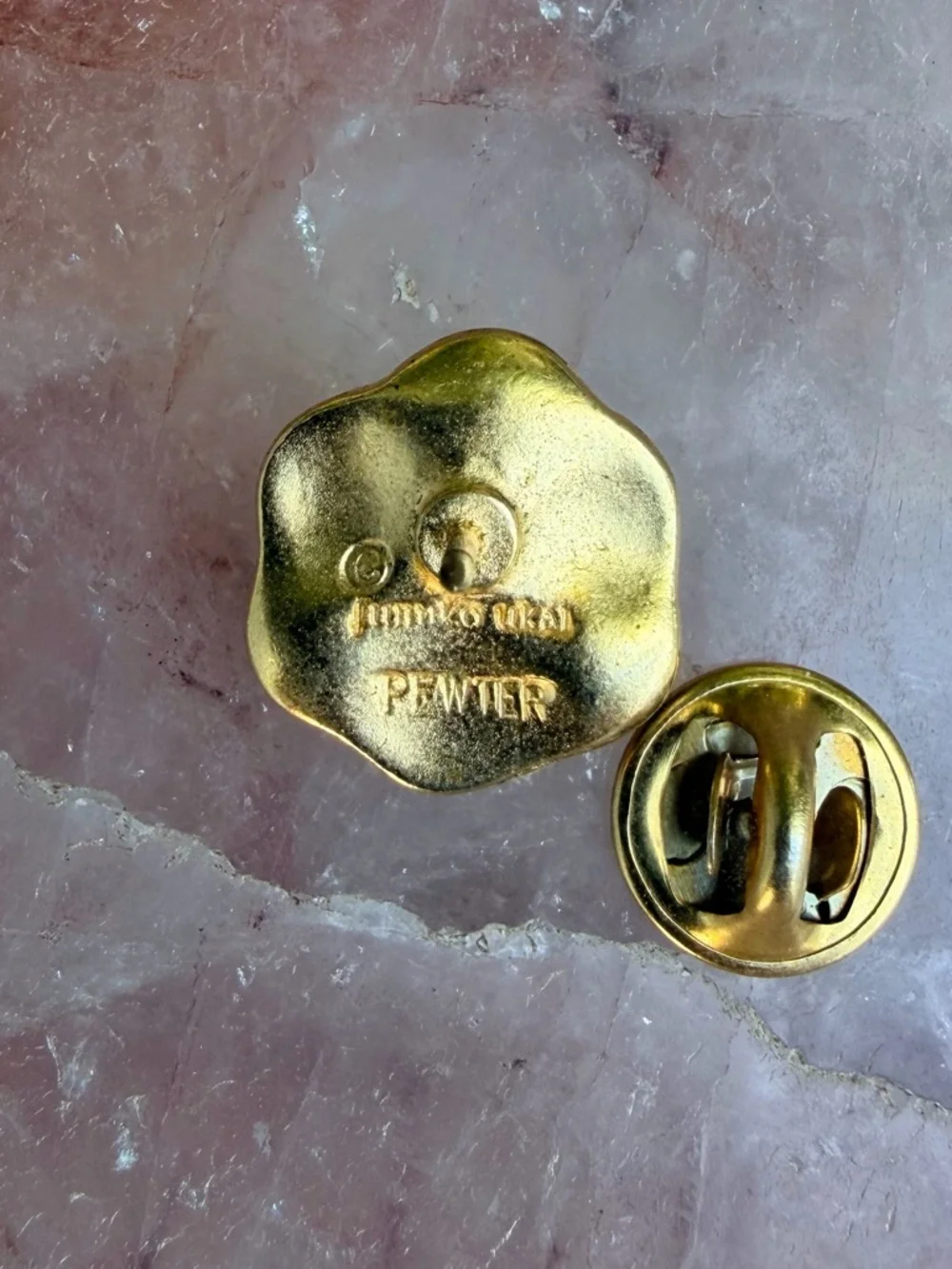 Fumiko Ukai Japanese Kaeru Lucky Frog Gold-Tone Pewter Tie-Tack Lapel Pin